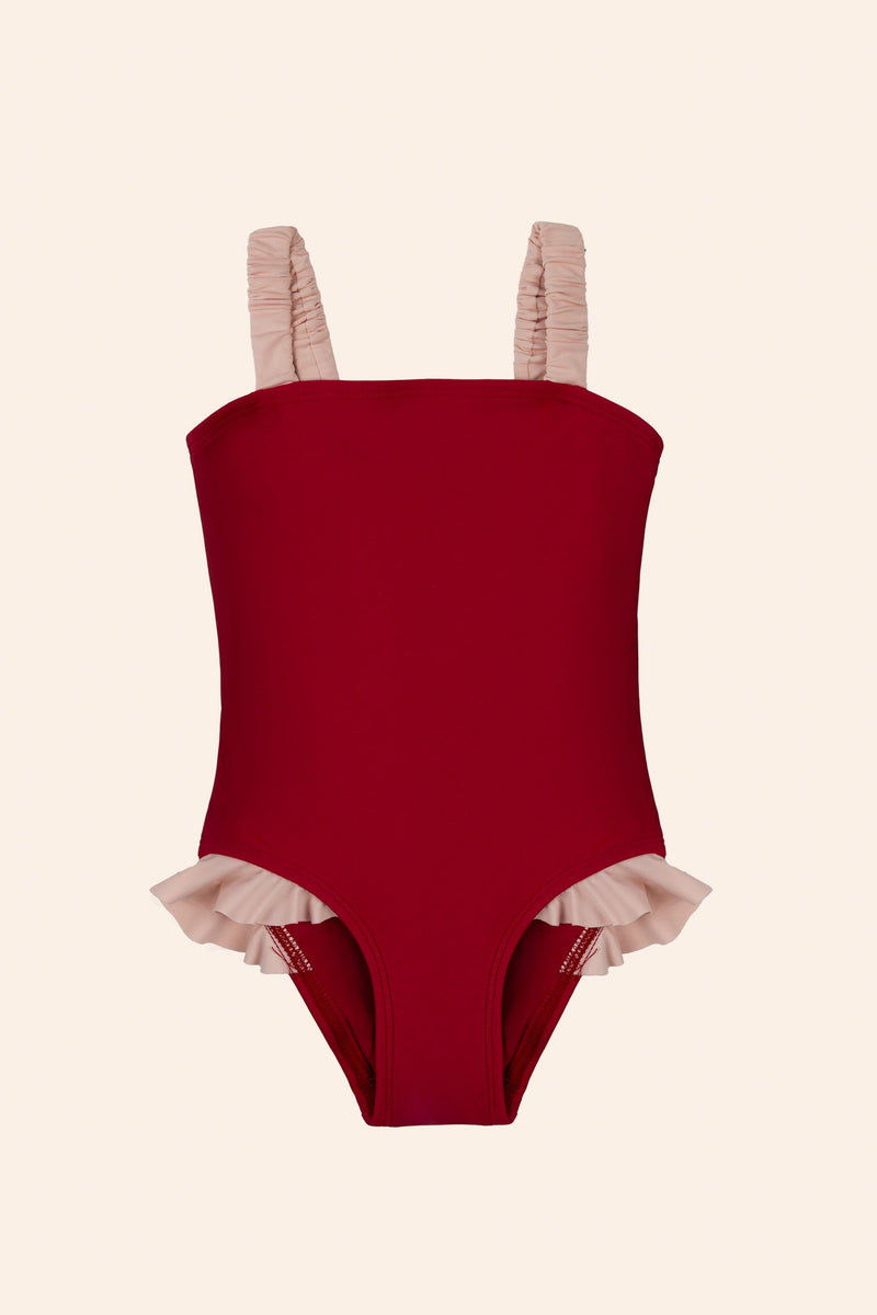 Lenae Ruffle One Piece Burgundy