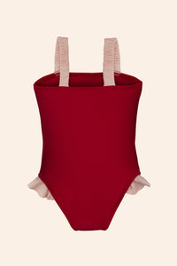 Lenae Ruffle One Piece Burgundy