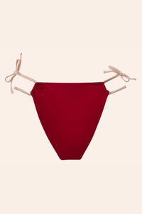 the back of red bikini bottoms with side ties