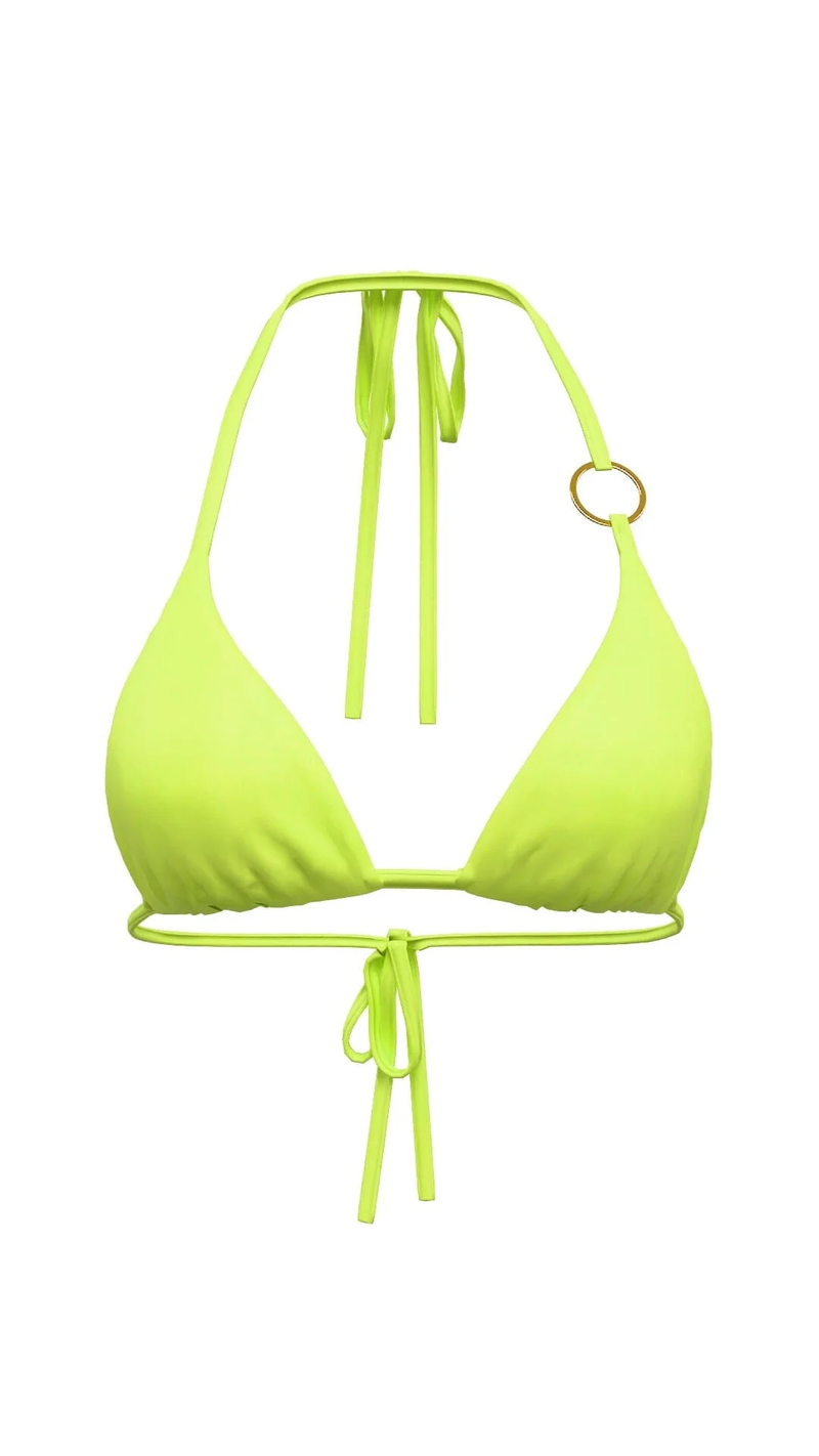 a green triangle bikini top.