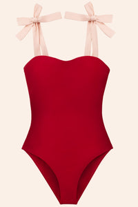 product image of a red one-piece swimsuit