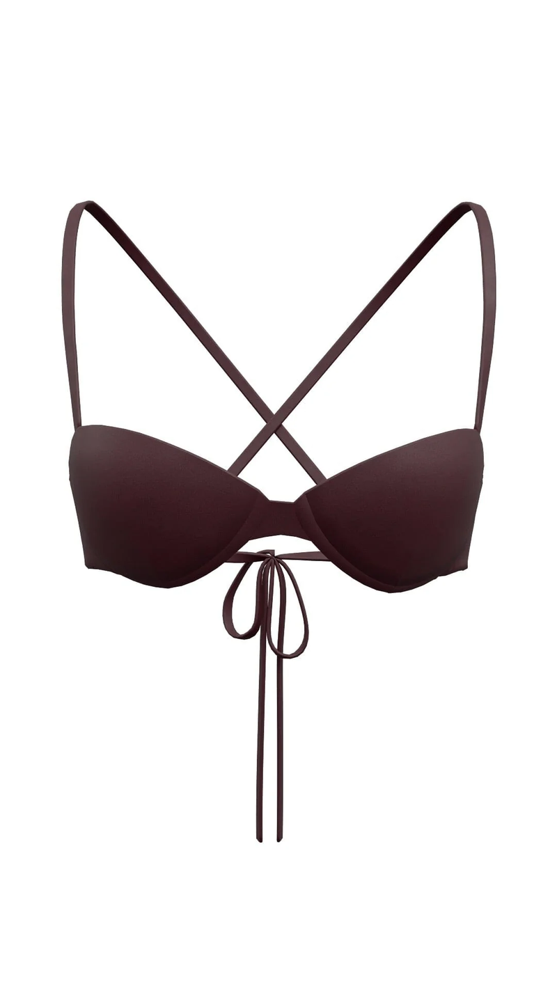 a purple balconette bikini top