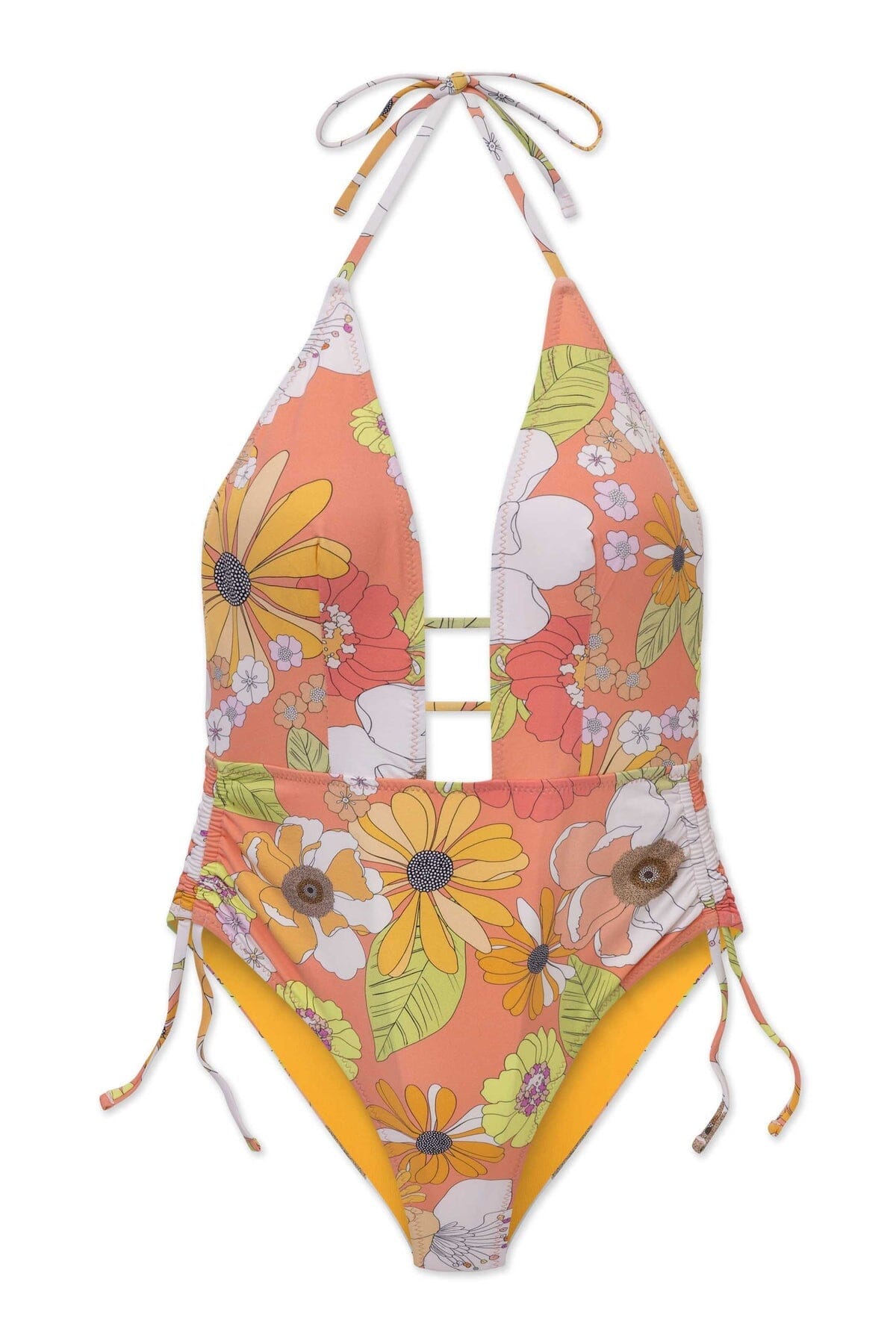front of retro floral swimsuit